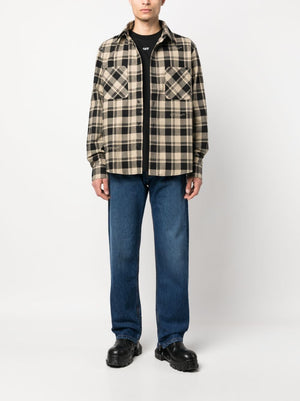 Beige Checkered Flannel Shirt for Men