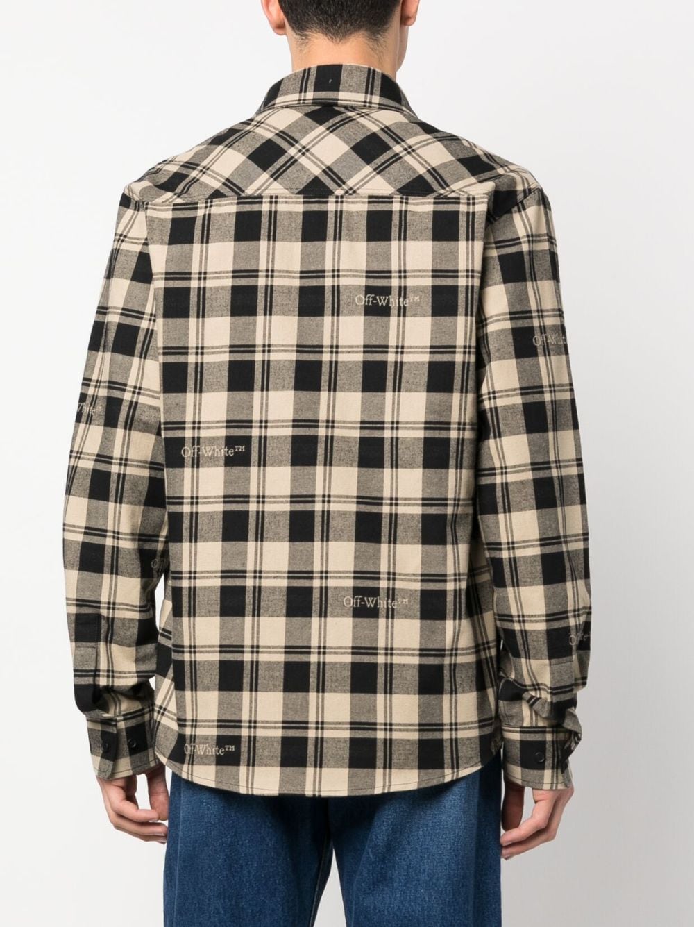 Beige Checkered Flannel Shirt for Men