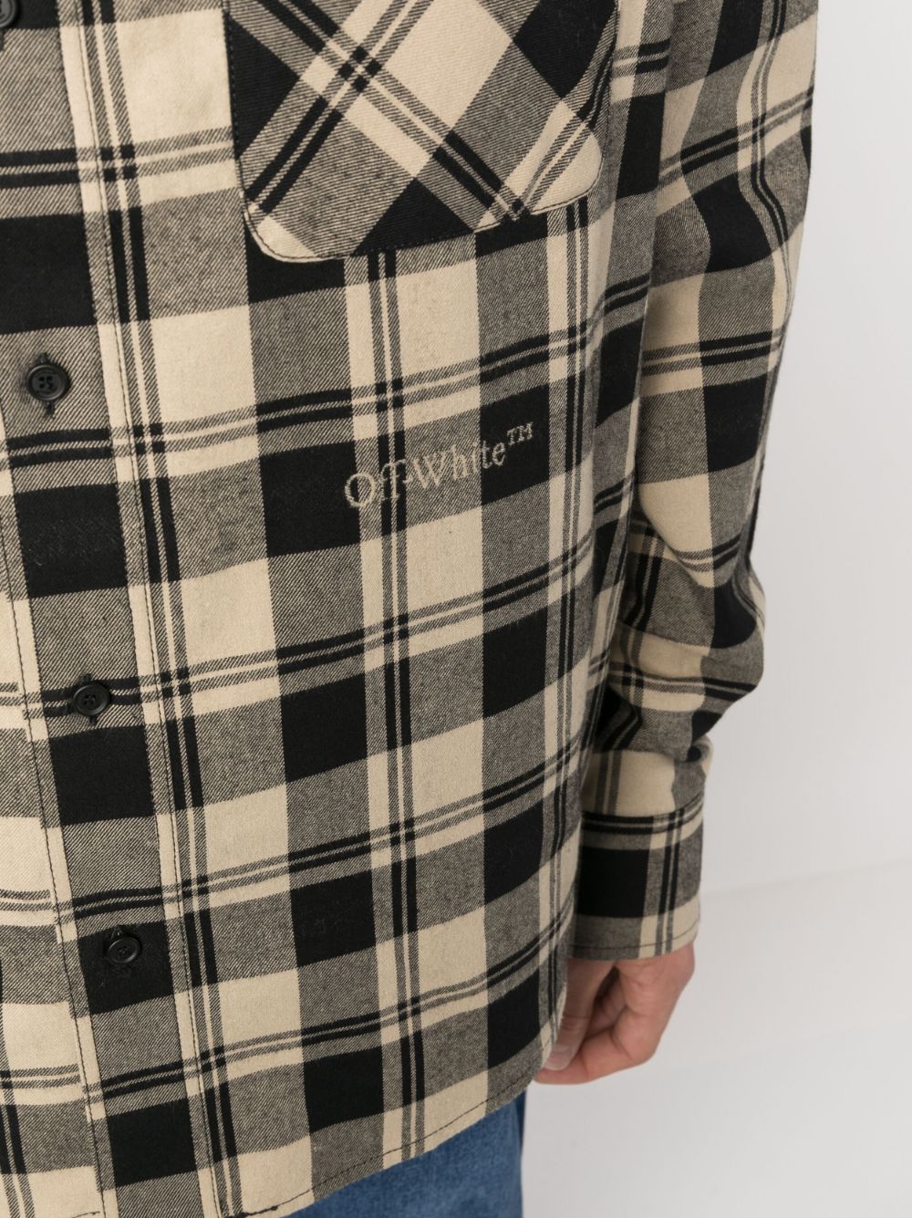 Beige Checkered Flannel Shirt for Men