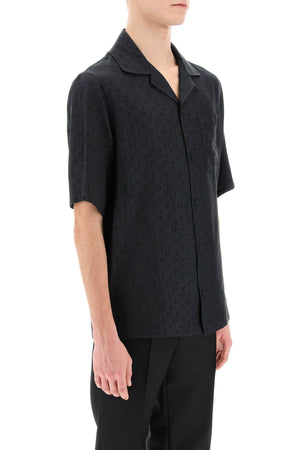 เสื้อเชิ้ตโบว์ลิ่งสำหรับชาย ลาย jacquard โทนเดียว