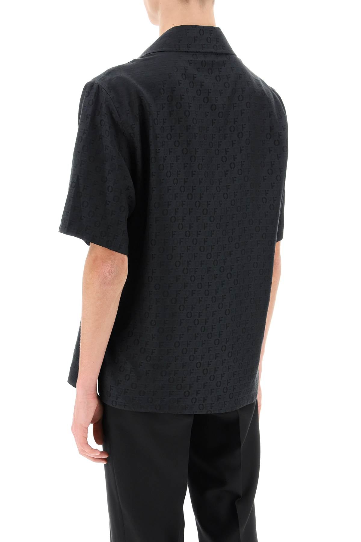 OFF-WHITE Holiday Bowling Shirt with Tonal Jacquard Pattern for Men