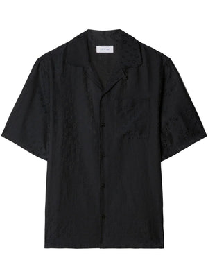 Áo bấm màu đen Jacquard Silk Cotton - Bộ sưu tập Nam FW23