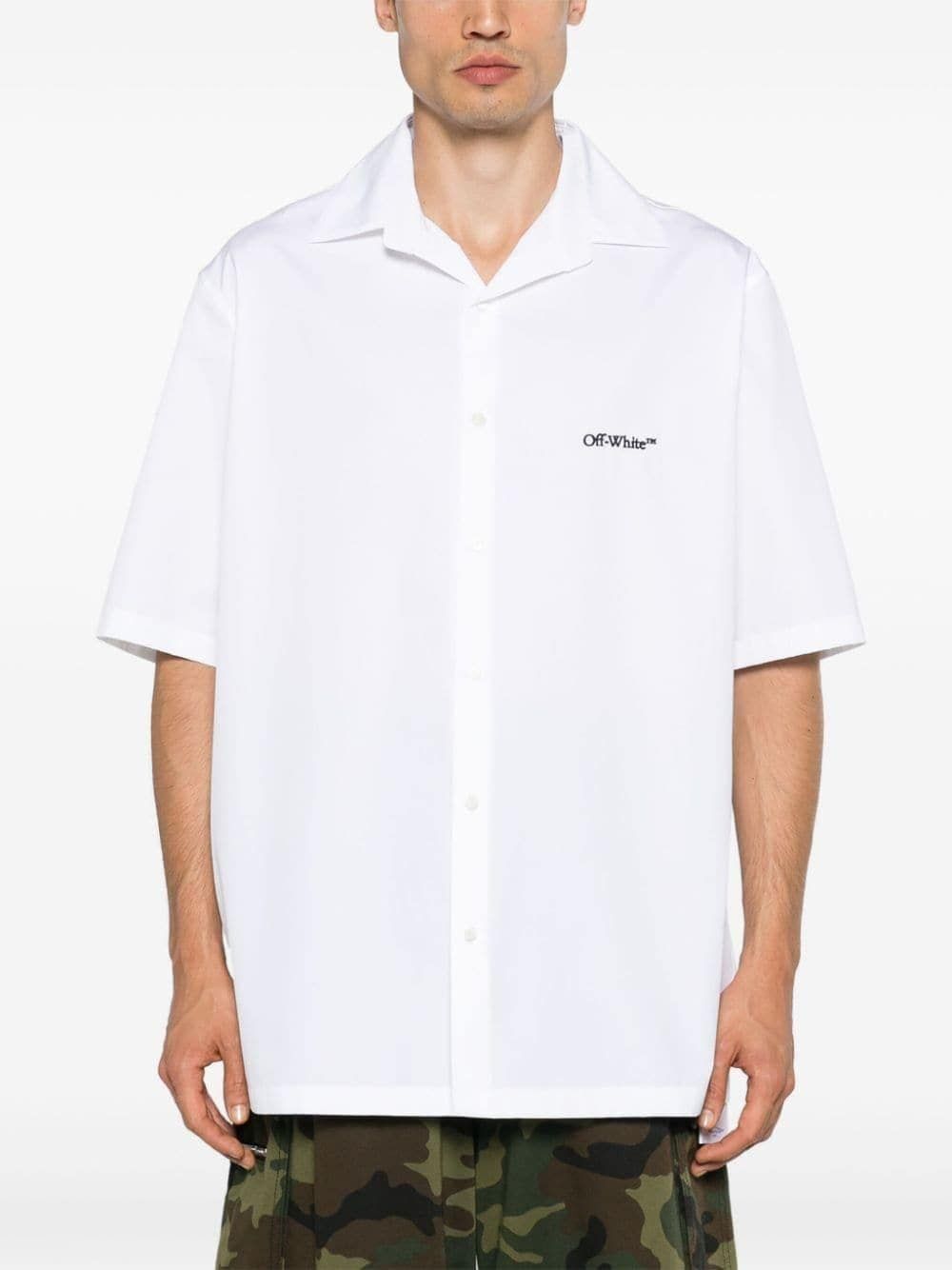 OFF-WHITE Gothic Contrast Poplin Bowling Shirt