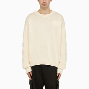 OFF-WHITE Men's Grey Sweater with Embossed Diagonal Motif