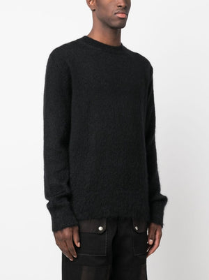 OFF-WHITE Men's Black Mohair Blend Ribbed Collar Sweater