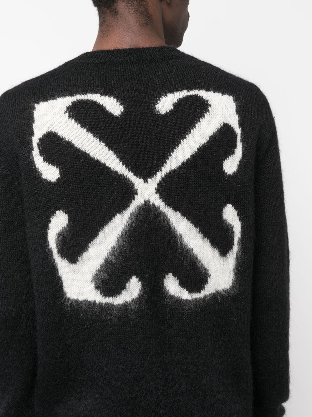 OFF-WHITE Men's Black Mohair Blend Ribbed Collar Sweater