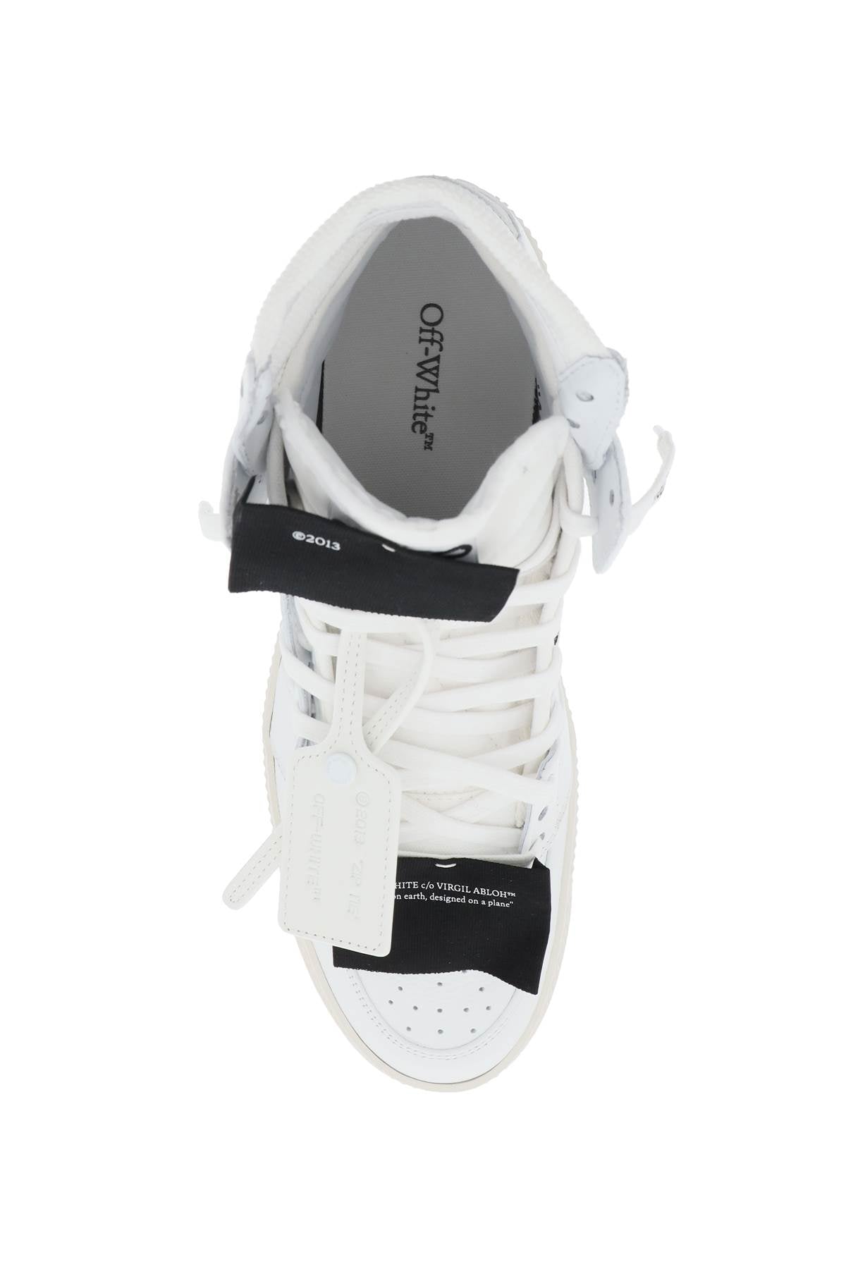 حذاء رياضي جلد بطراز 3.0 أوف-وايت للرجال في اللون الأبيض