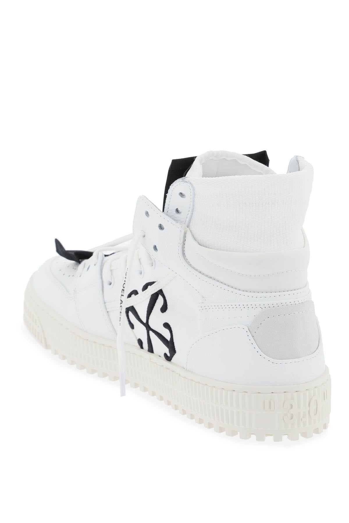 حذاء رياضي جلد بطراز 3.0 أوف-وايت للرجال في اللون الأبيض