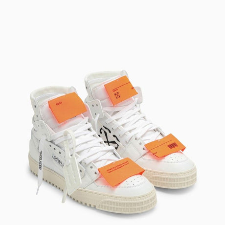 OFF-WHITE Off-Court Sneaker for Men - Smooth Leather with Fabric Inserts and Embroidered Arrows on Sides