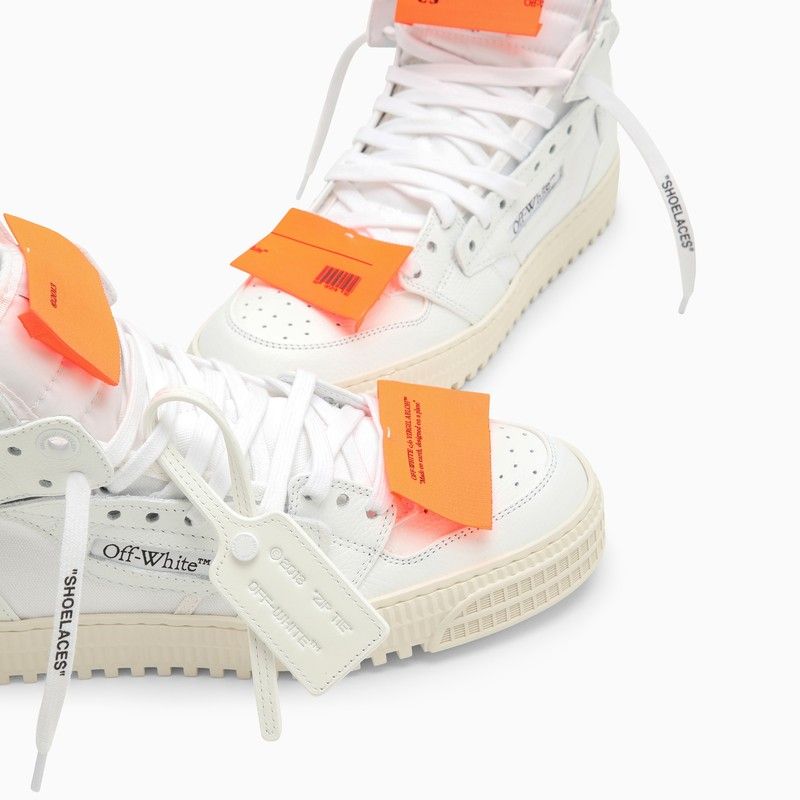 OFF-WHITE Off-Court Sneaker for Men - Smooth Leather with Fabric Inserts and Embroidered Arrows on Sides