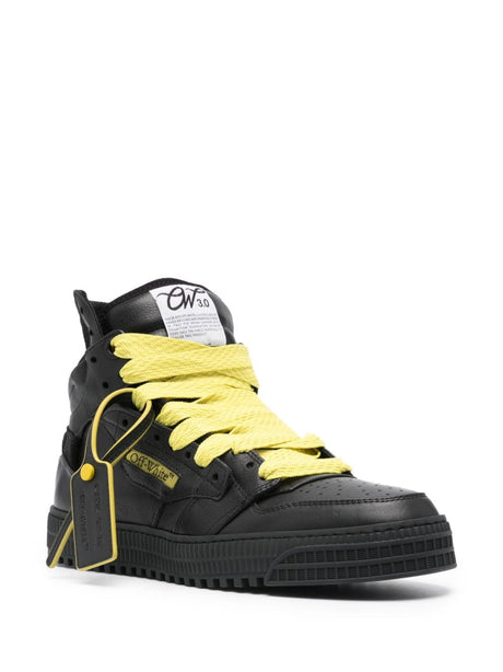 OFF-WHITE Black Leather Sneakers for Men