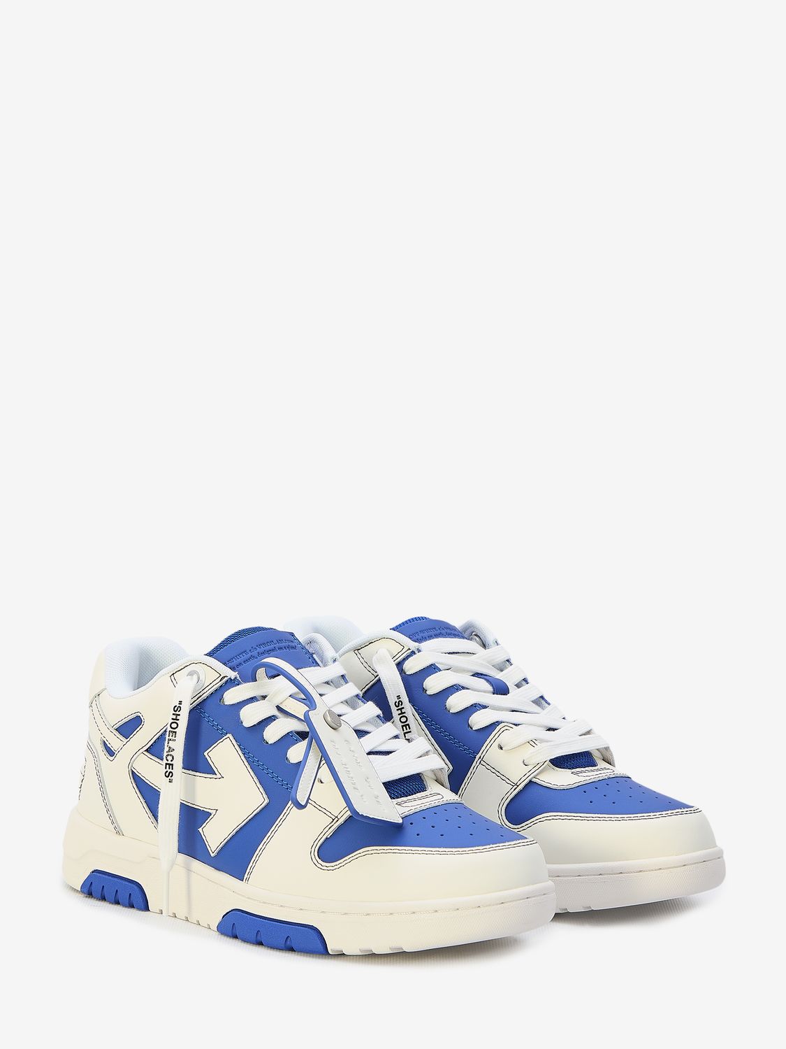 OFF-WHITE Navy White Leather Sneakers for Men