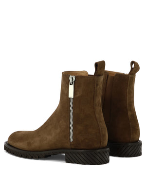 OFF-WHITE 24SS Brown Leather Men's Boots - Seasonal Must-Have!