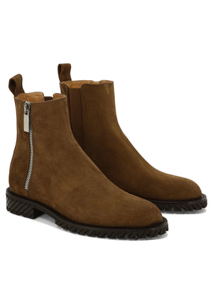 OFF-WHITE 24SS Brown Leather Men's Boots - Seasonal Must-Have!