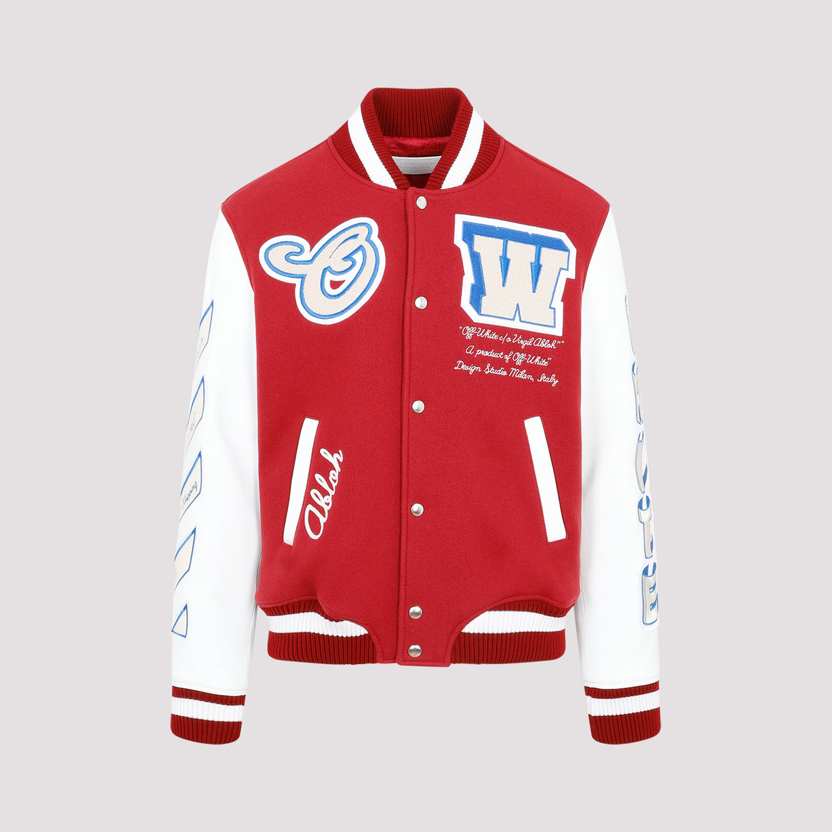 OFF-WHITE Red Varsity Jacket for Men