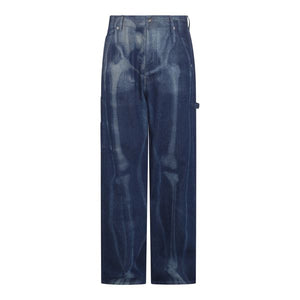 Blue Oversized Jeans with Body Scan Motif for Men - SS23