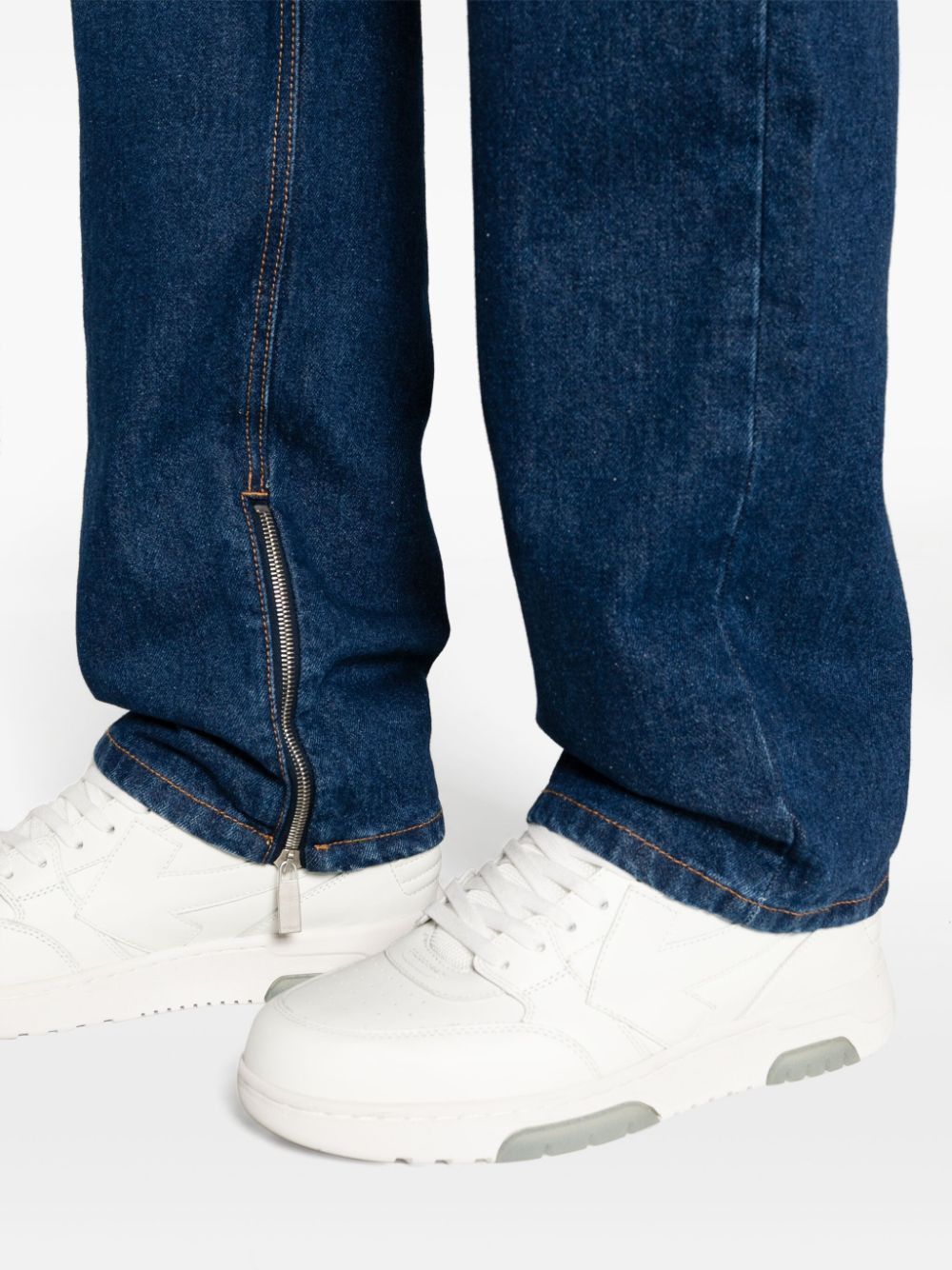 OFF-WHITE Mens Medium Blue Zipper Detail Skate Jeans for SS24