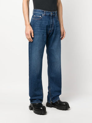 OFF-WHITE Men's 5-Pocket Straight-Leg Jeans with Side Zipper