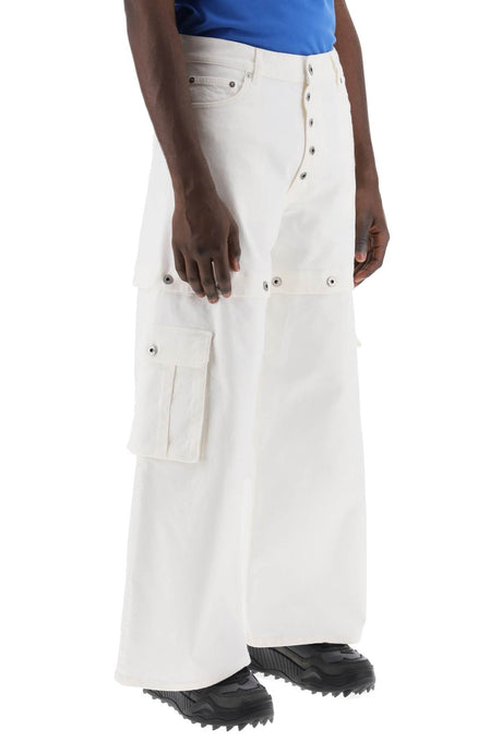 OFF-WHITE Embroidered White Baggy Jeans for Men - SS24 Collection