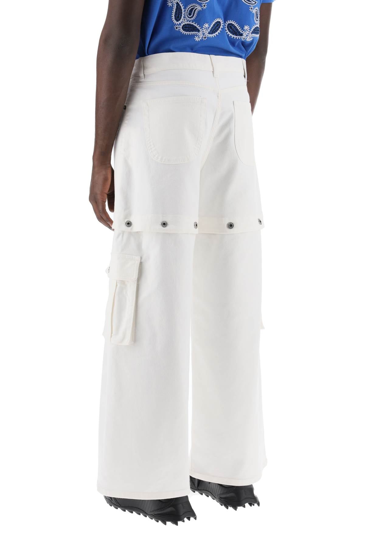 OFF-WHITE Embroidered White Baggy Jeans for Men - SS24 Collection