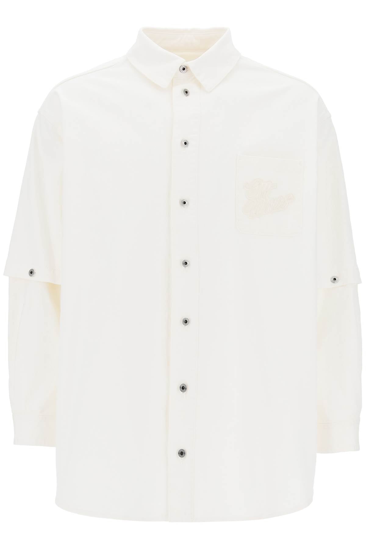 OFF-WHITE 90S Logo Raw White Denim Overshirt for Men