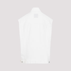 白いデニムのベスト、刺繍ロゴ付き、クラシックカラー・メンズ用