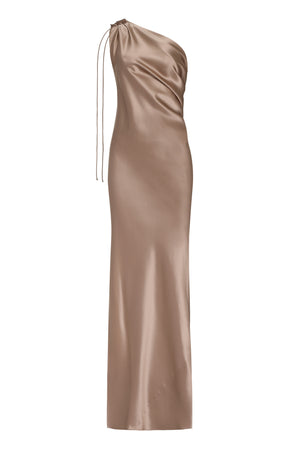 MAX MARA Golden Silk One Shoulder Dress for Women - SS24