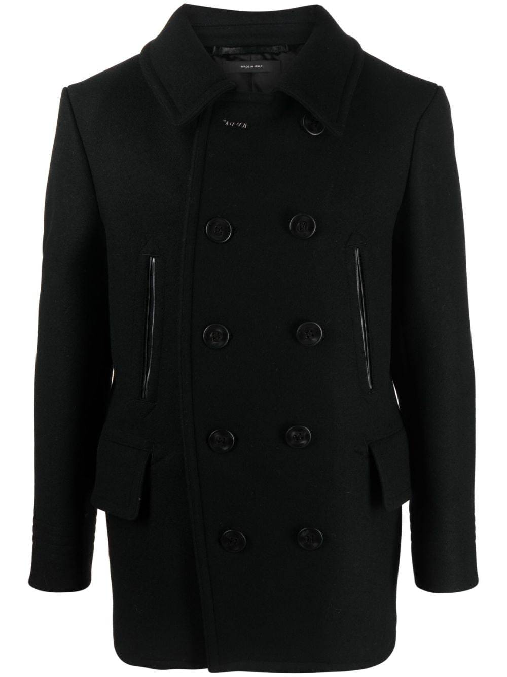 TOM FORD Elegant Black Wool Peacoat