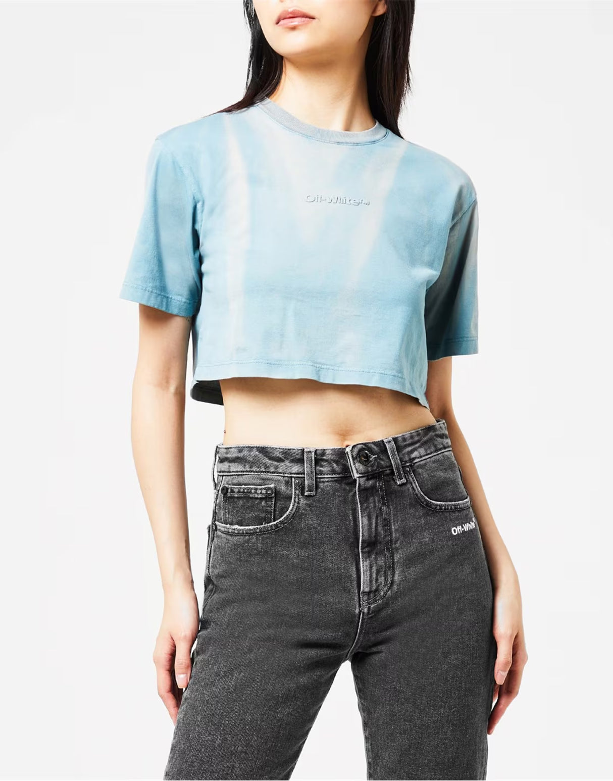 OFF-WHITE Mini Crop T-Shirt with Distinctive Logo