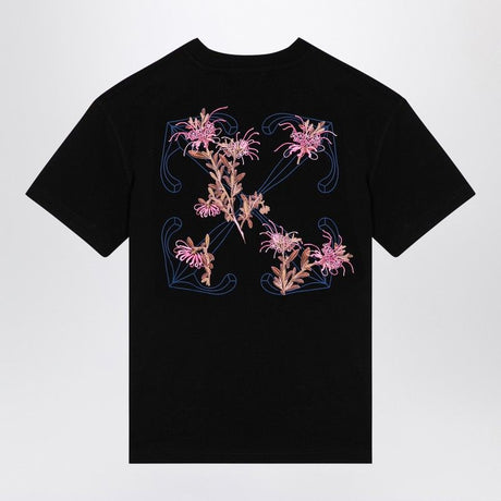 OFF-WHITE Pink Flower Arrow Embroidered Cotton Tee