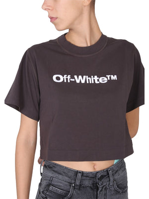 OFF-WHITE Cropped Fit T-Shirt with Embroidered Logo