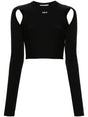 OFF-WHITE Black Cut-Out Long Sleeve Cropped Top for Women - SS24