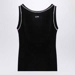 OFF-WHITE Beaded Black Ribbed Tank Top for Women