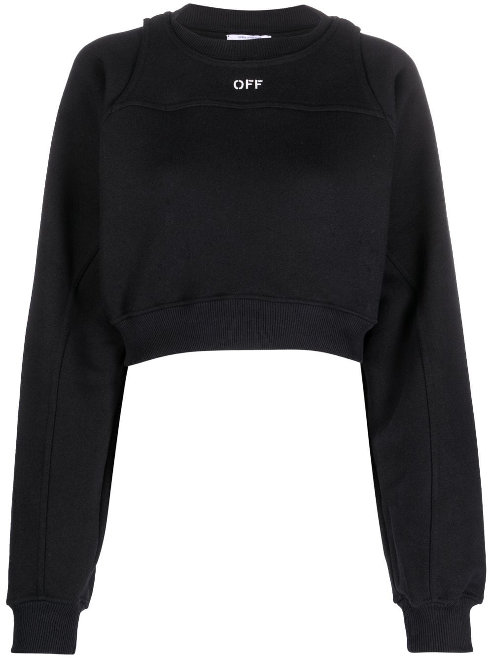 OFF-WHITE Black and White Round Crop Sweatshirt for Women