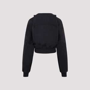 OFF-WHITE Black Cropped Cotton Sweatshirt for Women - FW23 Collection