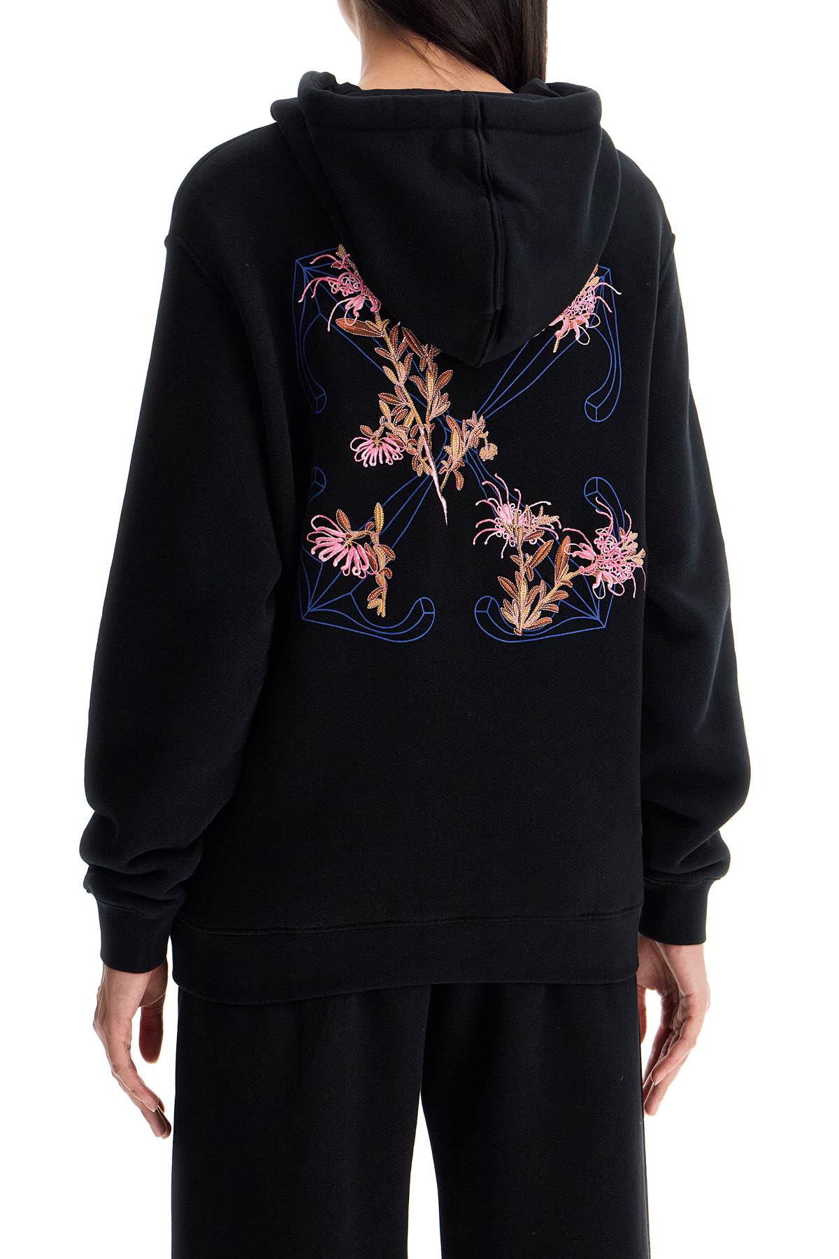 OFF-WHITE Pink Flower Embroidered Arrow Hoodie