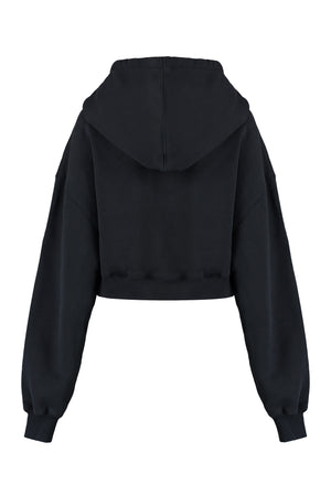 Áo Hoodie Cắt Ngắn Màu Đen Với Cổ Tuyết Rỉ Cho Phụ Nữ