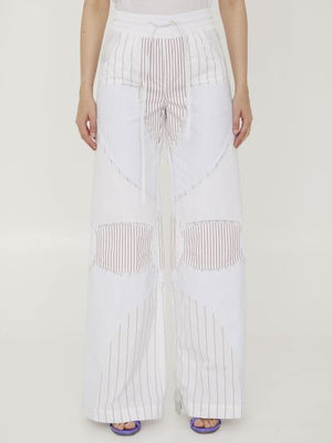 Striped Cotton Pants with Embroidered Logo