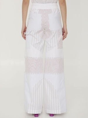 Striped Cotton Pants with Embroidered Logo