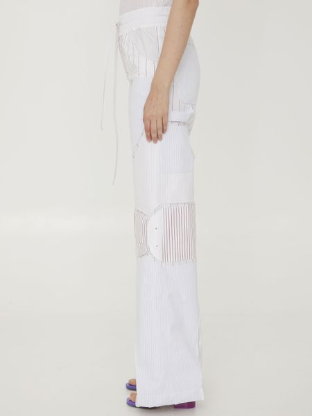 Striped Cotton Pants with Embroidered Logo