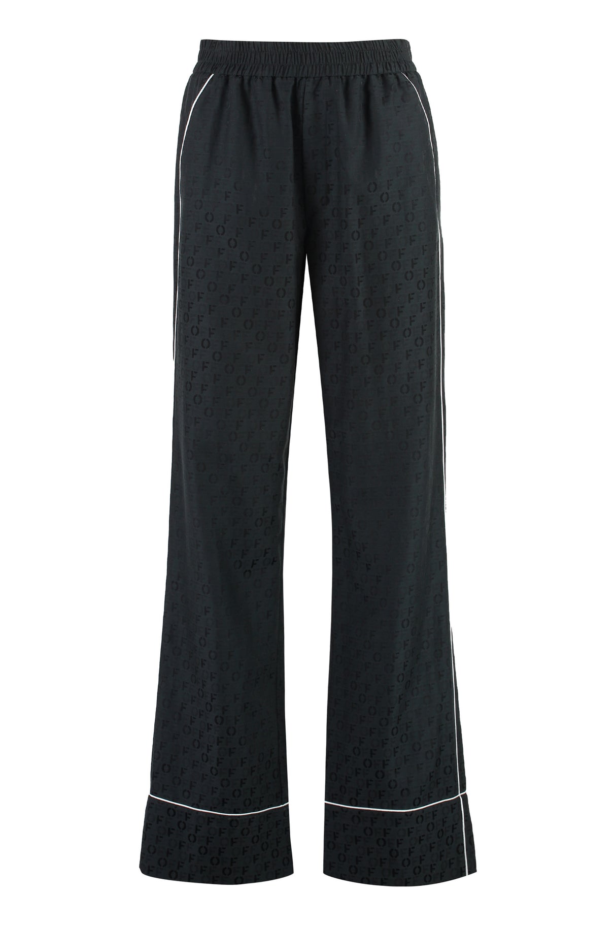 OFF-WHITE Black Silk Blend Trousers for Women - FW23 Collection