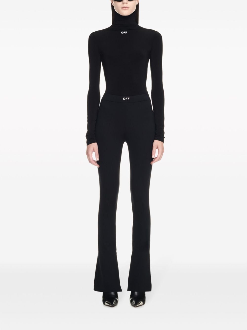 OFF-WHITE High-Waist Flared Leggings with Side Slits