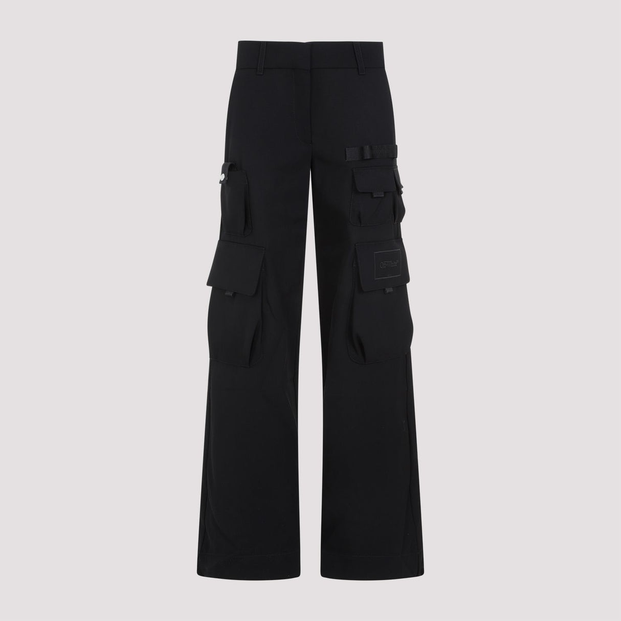 Women's Black Wool Cargo Pants for SS24