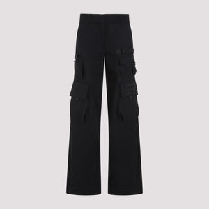 Women's Black Wool Cargo Pants for SS24