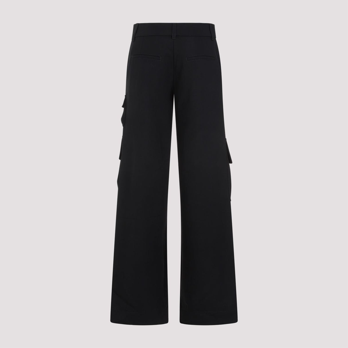 Women's Black Wool Cargo Pants for SS24