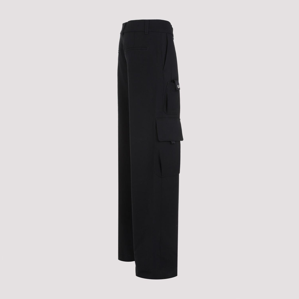 Women's Black Wool Cargo Pants for SS24