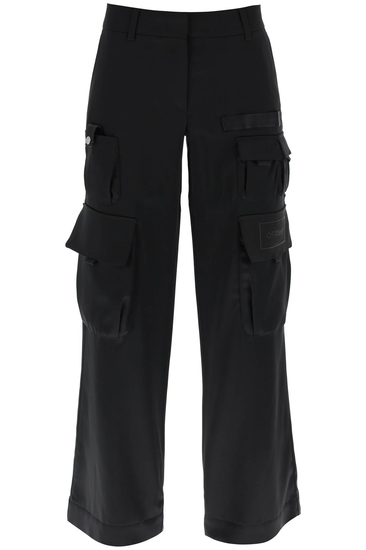 OFF-WHITE Black Satin Cargo Trousers for Women - SS24 Collection