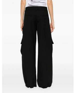 OFF-WHITE BLACK WOOL TROUSERS WITH CARGO POCKETS