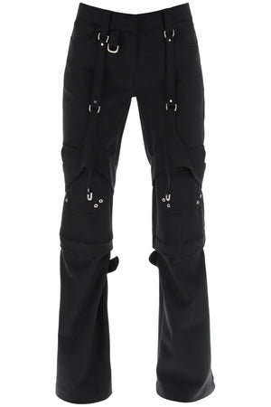 Flared Cargo Trousers with Buckle Detail for Women