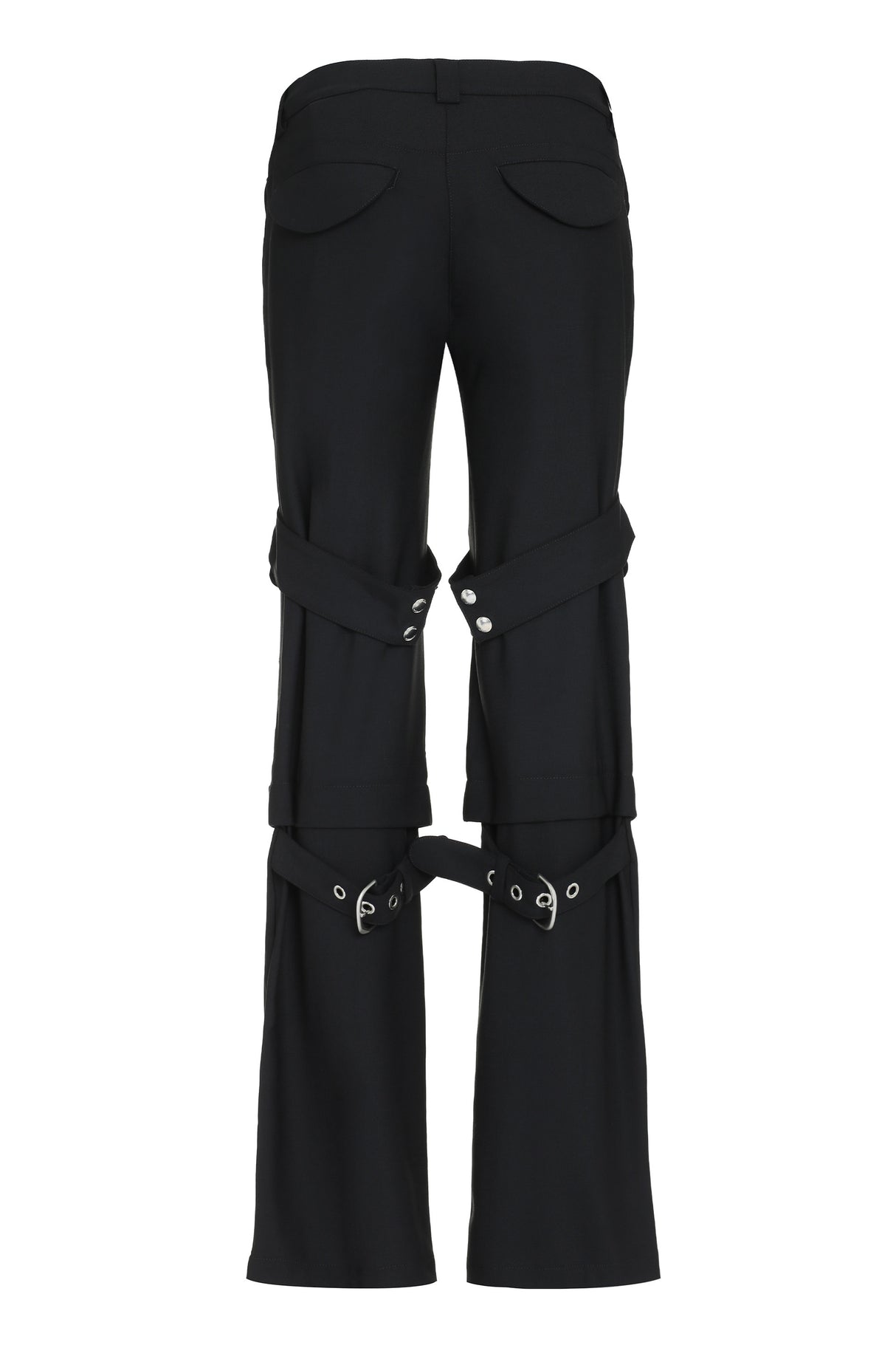 Flared Cargo Trousers with Buckle Detail for Women